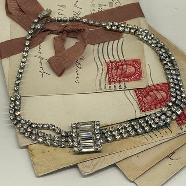 1950s 3 Row Rhinestone Collar Necklace Bloomers and Frocks